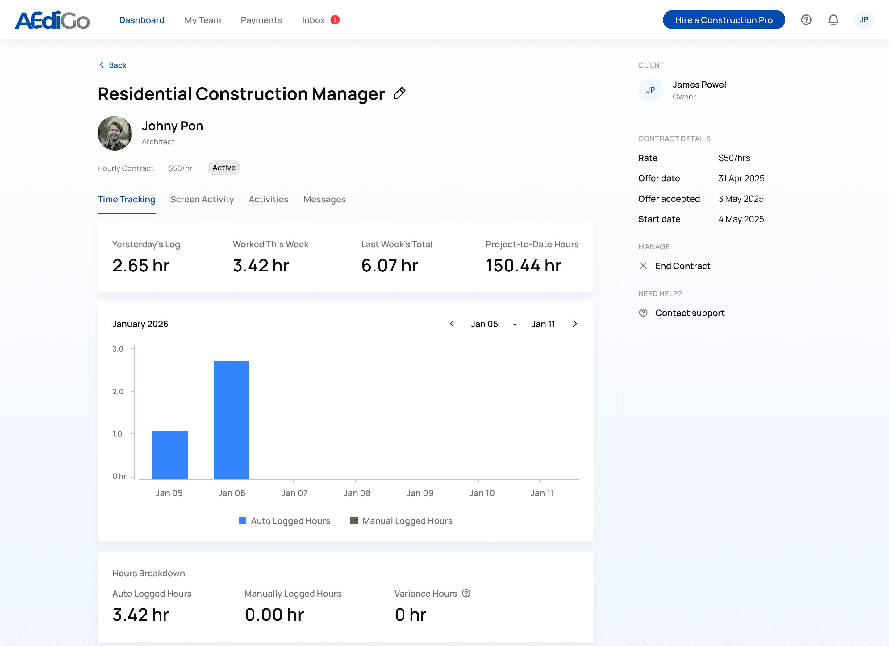 AEdiGo — contract details view