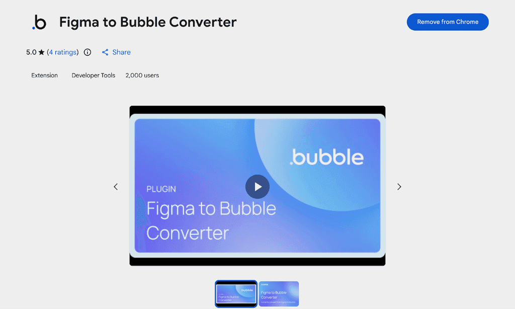 Figma to Bubble Converter extension in the Chrome Web Store