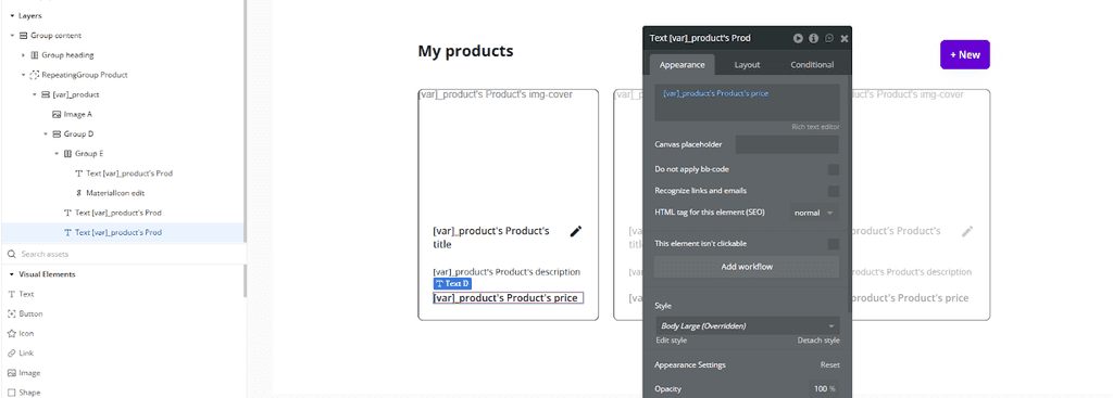Binding image and text fields to the parent wrapper group's data