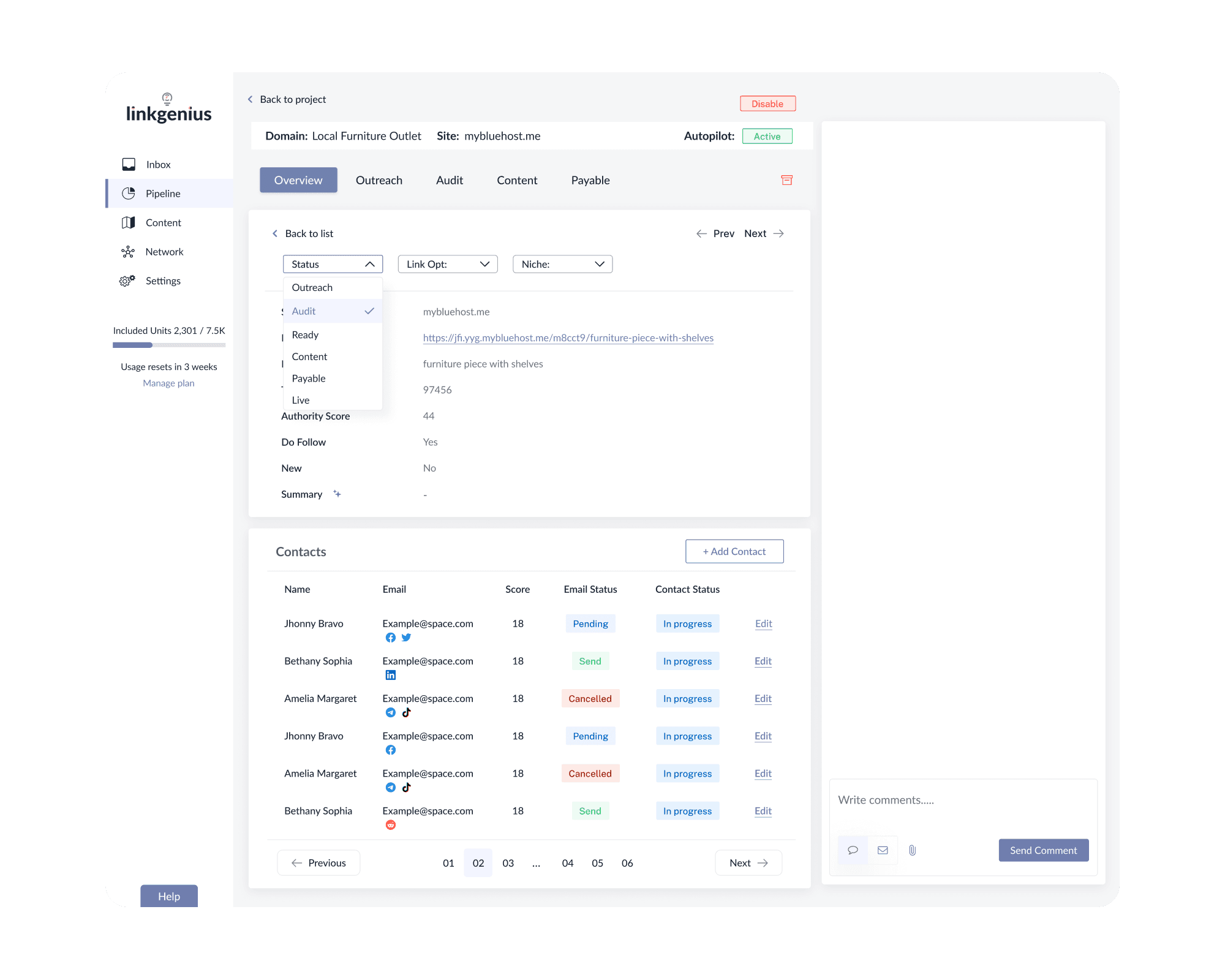 LinkGenius inbox view