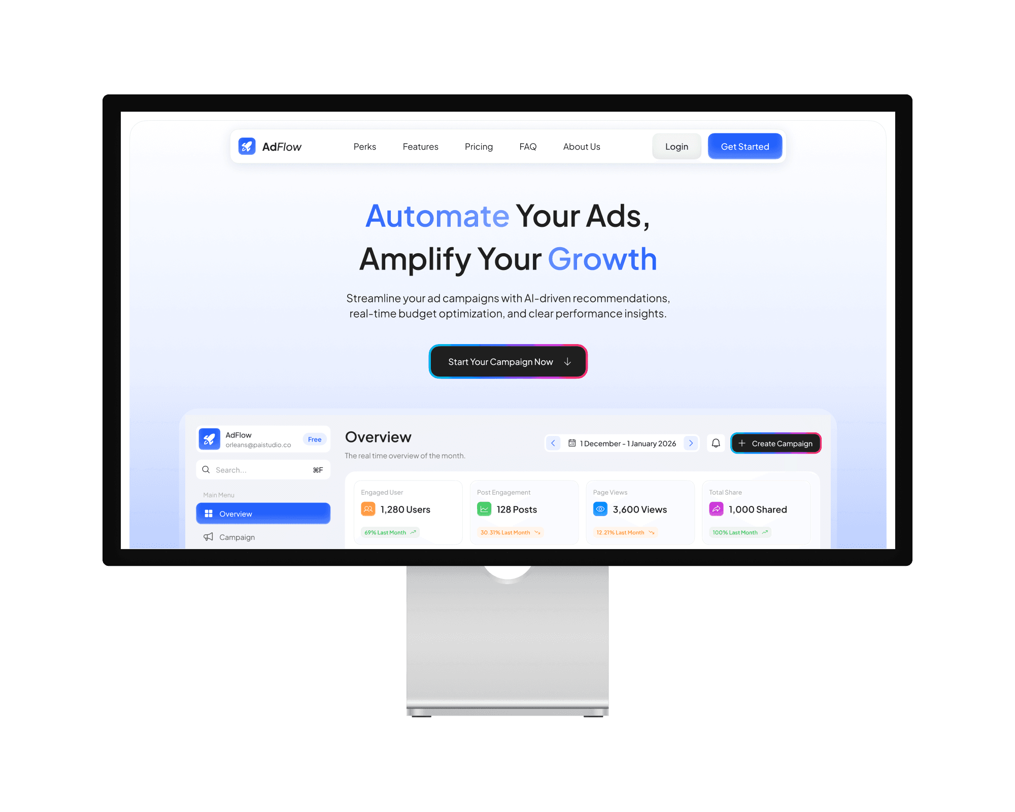AdFlow - Modern Saas Landing Page